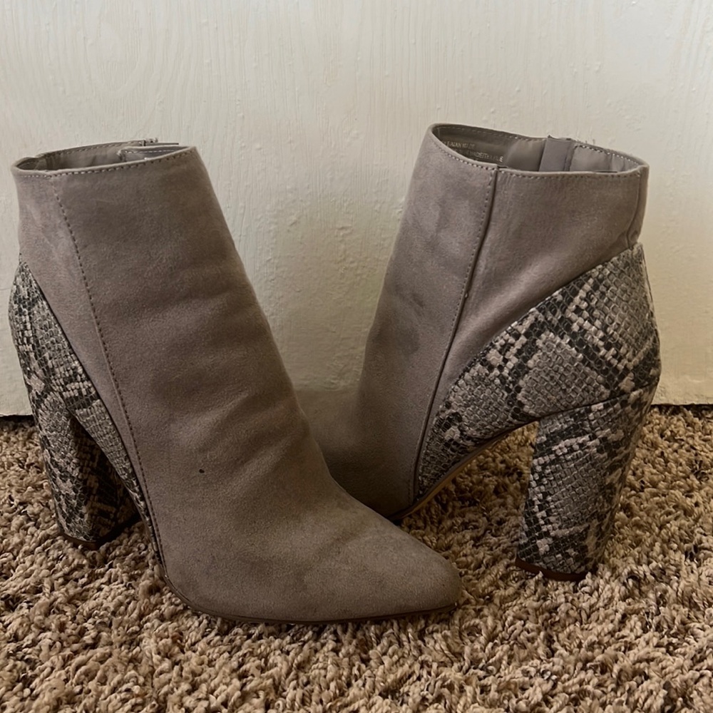 Snake Print Grey Booties
